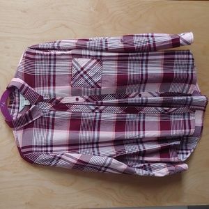 Burgundy - Market & Spruce - Jillianne Button-Down Top - Medium